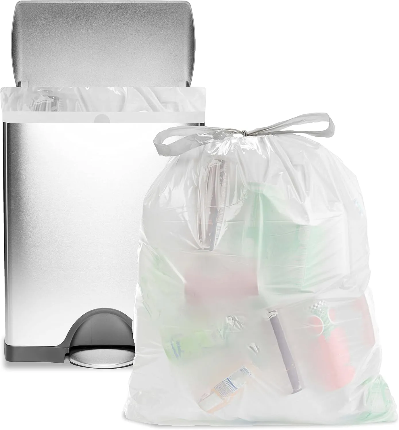 Ultrasac 13 Gallon 1.2 MIL White Drawstring Trash Bags - 24.25" x 31.5" - Pack of 120 - Fits simplehuman P