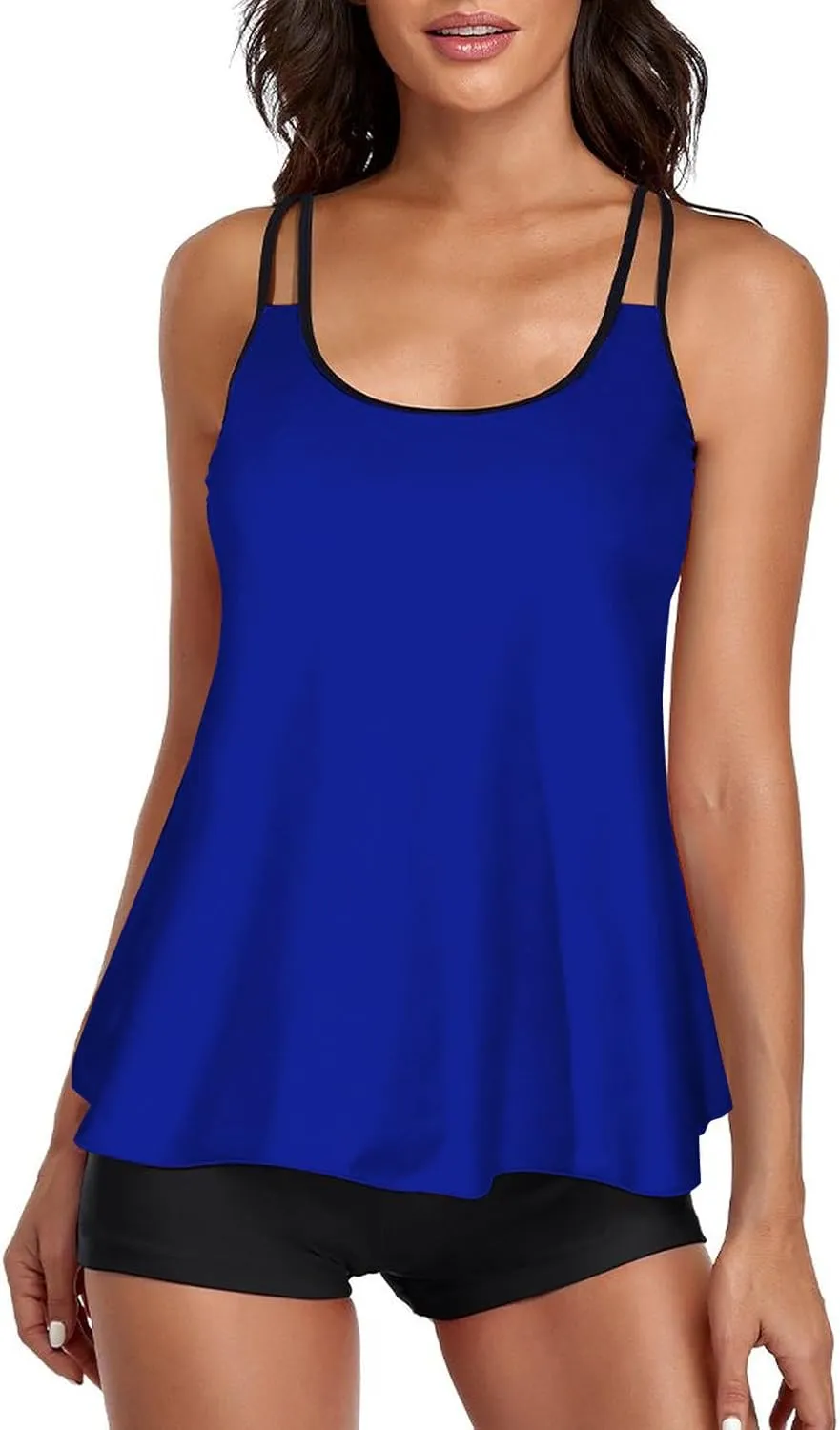 Urchics 2025 Flowy Tankini Swimsuits for Women Tummy Control Tankini Swimwear Tank Top with Boyshorts Two Piece Bathing Suits