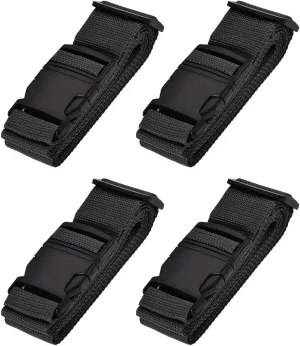 uxcell Luggage Straps Suitcase Belts with Buckle Label, 2Mx5cm Adjustable PP Travel Bag Packing Accessories, Black 4Pcs
