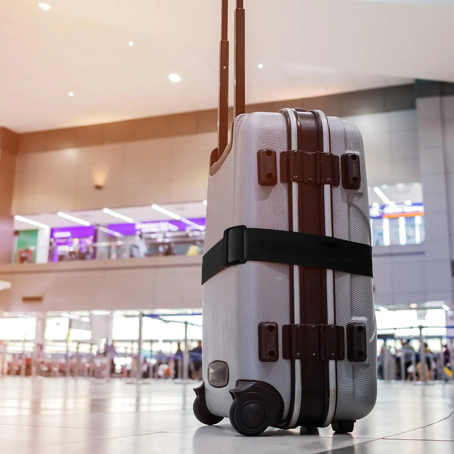 uxcell Luggage Straps Suitcase Belts with Buckle Label, 2Mx5cm Adjustable PP Travel Bag Packing Accessories, Black 4Pcs