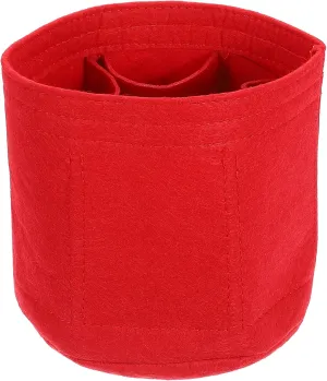 uxcell Purse Organizer Insert, Portable Felt Organizer Bags Round Multiple Compartments Purse Liner for Bucket Bag, Domed Satchel, Tote Bag, Handbag Shaper (6" x 6", Red)