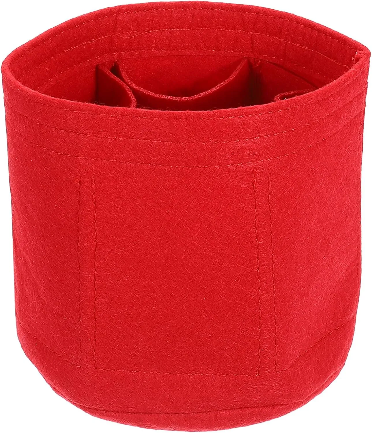 uxcell Purse Organizer Insert, Portable Felt Organizer Bags Round Multiple Compartments Purse Liner for Bucket Bag, Domed Satchel, Tote Bag, Handbag Shaper (6" x 6", Red)