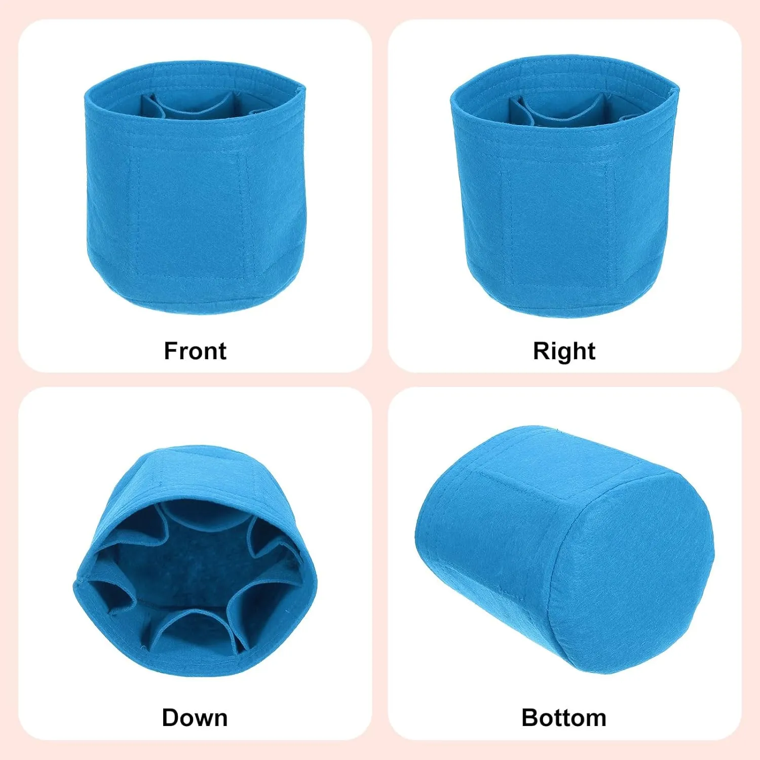 uxcell Purse Organizer Insert, Portable Felt Organizer Bags Round Multiple Compartments Purse Liner for Bucket Bag, Domed Satchel, Tote Bag, Handbag Shaper (8" x 4" x 5.5", Blue)
