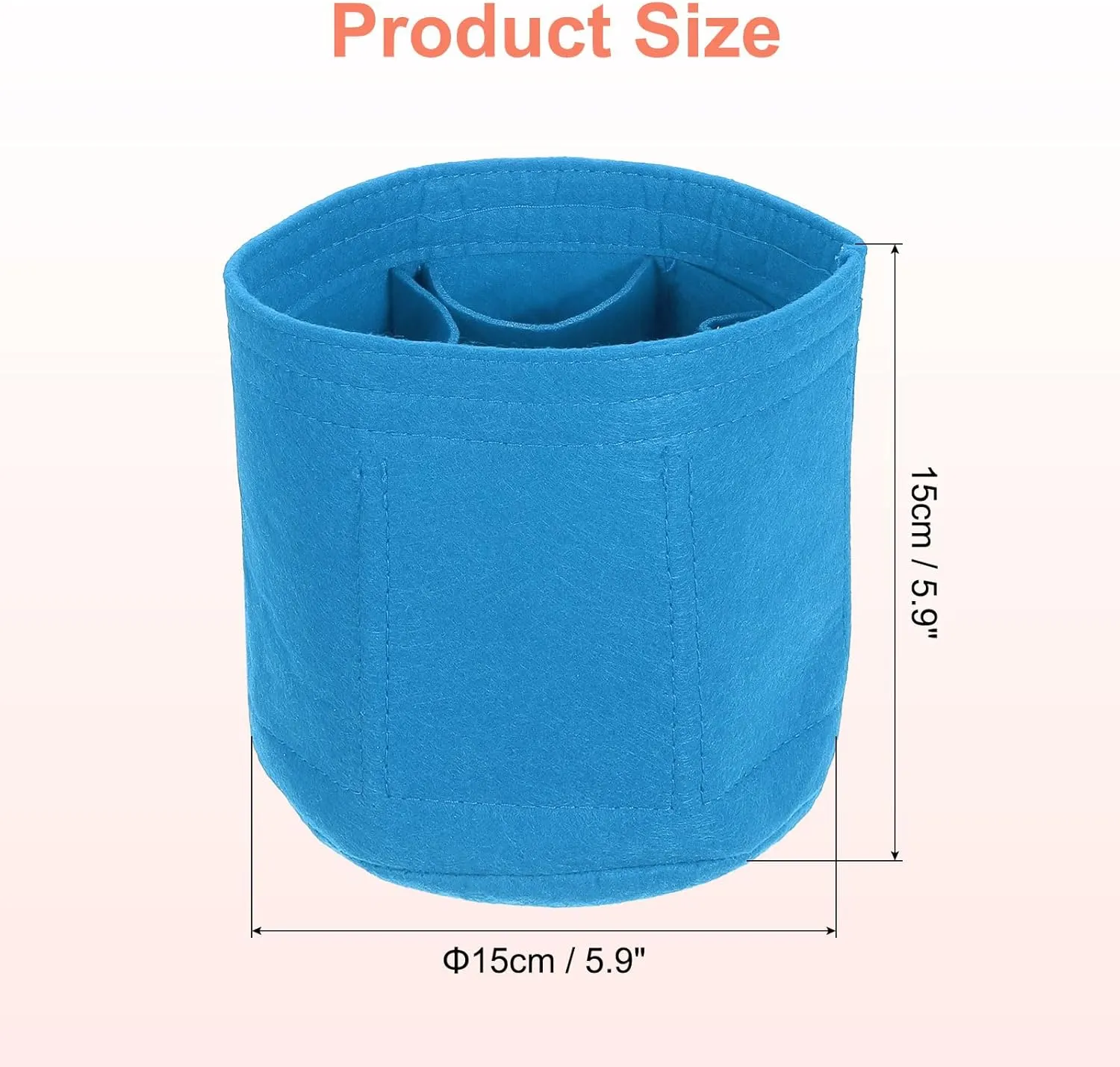 uxcell Purse Organizer Insert, Portable Felt Organizer Bags Round Multiple Compartments Purse Liner for Bucket Bag, Domed Satchel, Tote Bag, Handbag Shaper (8" x 4" x 5.5", Blue)