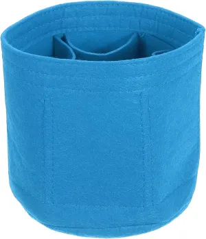 uxcell Purse Organizer Insert, Portable Felt Organizer Bags Round Multiple Compartments Purse Liner for Bucket Bag, Domed Satchel, Tote Bag, Handbag Shaper (8" x 4" x 5.5", Blue)