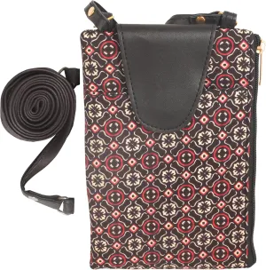 Vegan Leather Crossbody Bag Women Handbag Purse Cruelty Free Indian Handcrafted Cotton Fabric.