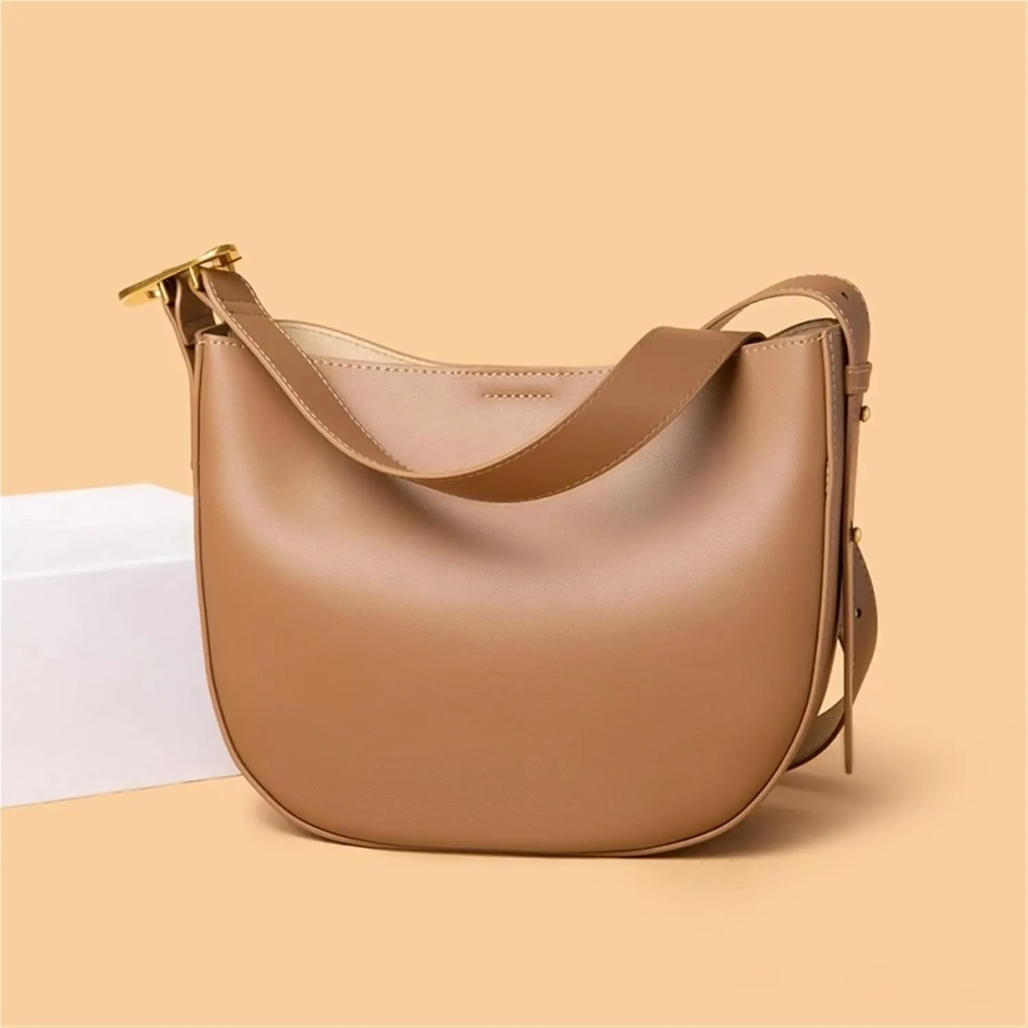 Vintage Cowhide Shoulder Crossbody Bag For Women Tote Bag Ladies Genuine Leather Bucket Handbag Luxury Designer