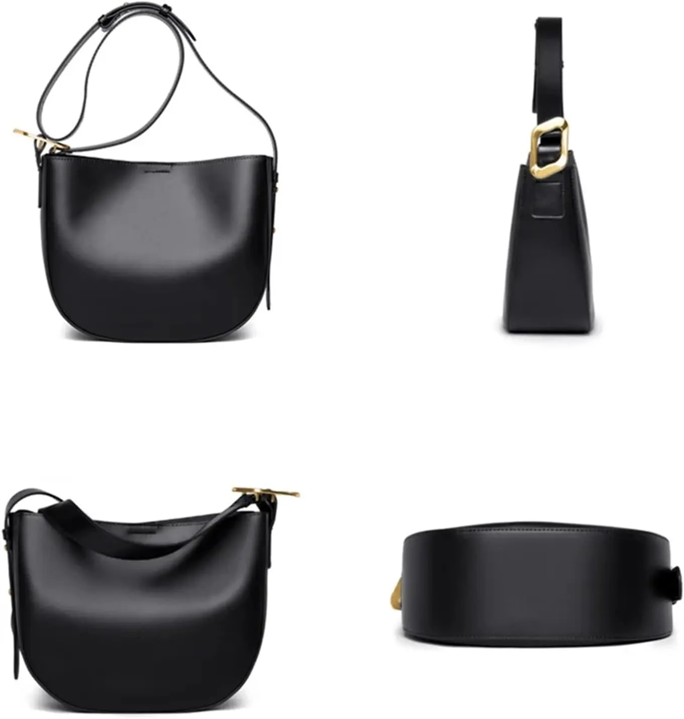Vintage Cowhide Shoulder Crossbody Bag For Women Tote Bag Ladies Genuine Leather Bucket Handbag Luxury Designer