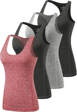 Vislivin Workout Tank Tops for Women Racerback Athletic Tanks Running Exercise Gym Tank Top - 4 Packs