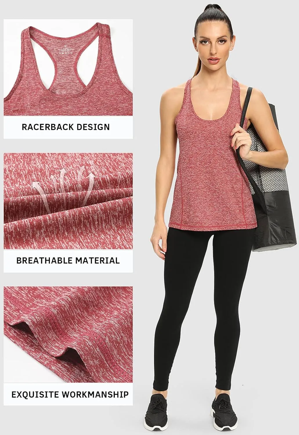 Vislivin Workout Tank Tops for Women Racerback Athletic Tanks Running Exercise Gym Tank Top - 4 Packs