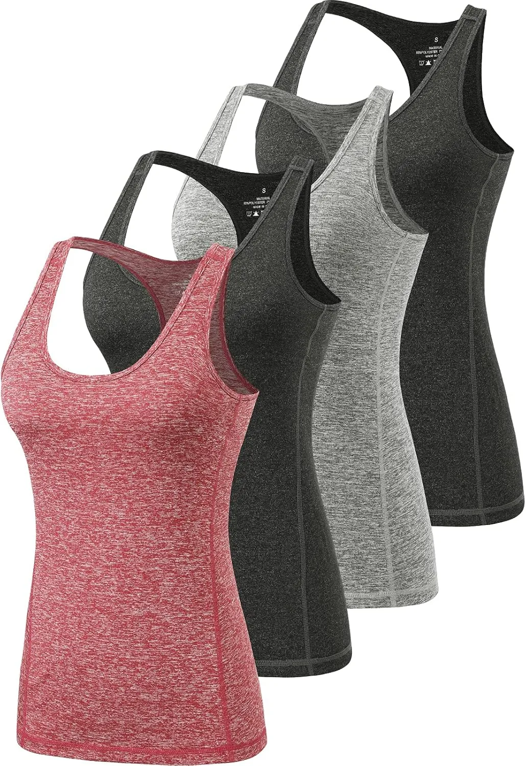 Vislivin Workout Tank Tops for Women Racerback Athletic Tanks Running Exercise Gym Tank Top - 4 Packs