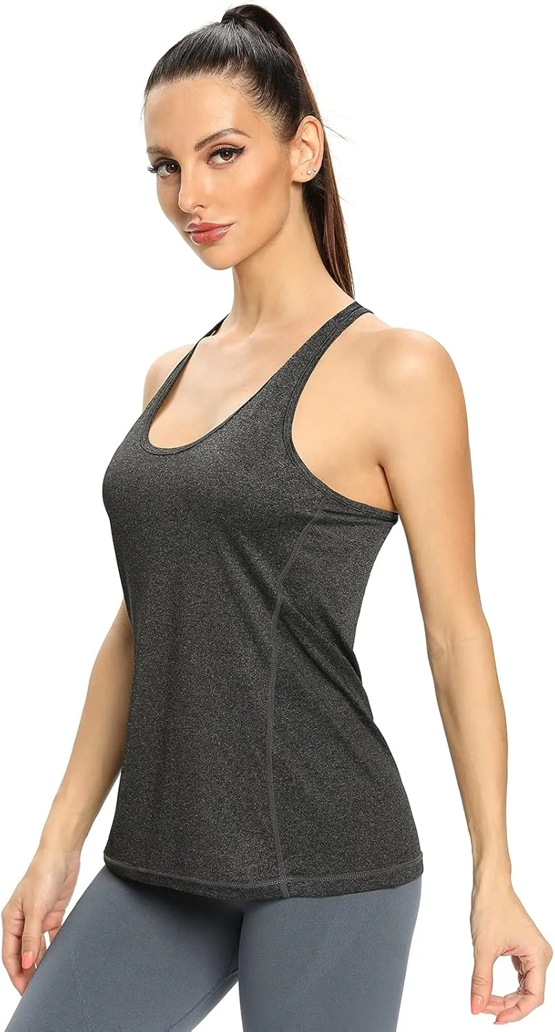 Vislivin Workout Tank Tops for Women Racerback Athletic Tanks Running Exercise Gym Tank Top - 4 Packs