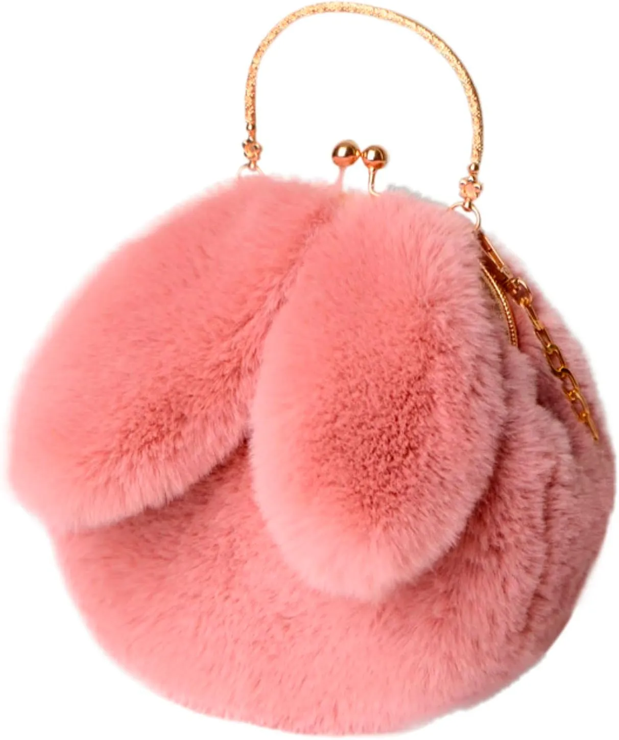 Wallet Purse for Women Outdoor Cute Ladies Shoulder Bag Casual Shopping Messenger Bag Round Cat Ear Plush Handbag