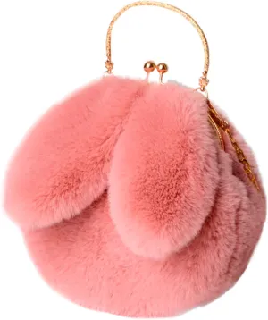 Wallet Purse for Women Outdoor Cute Ladies Shoulder Bag Casual Shopping Messenger Bag Round Cat Ear Plush Handbag