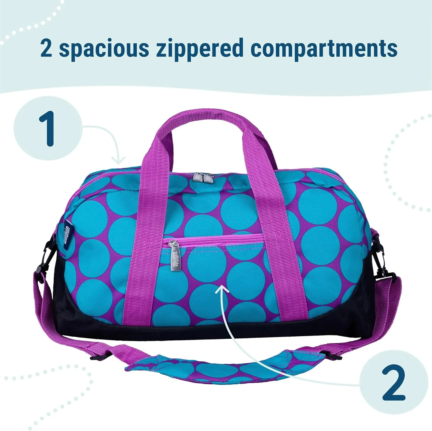 Wildkin Kids Overnighter Duffel Bag  Carry-On Size, Ideal for School & Sleepovers  Big Dot Aqua