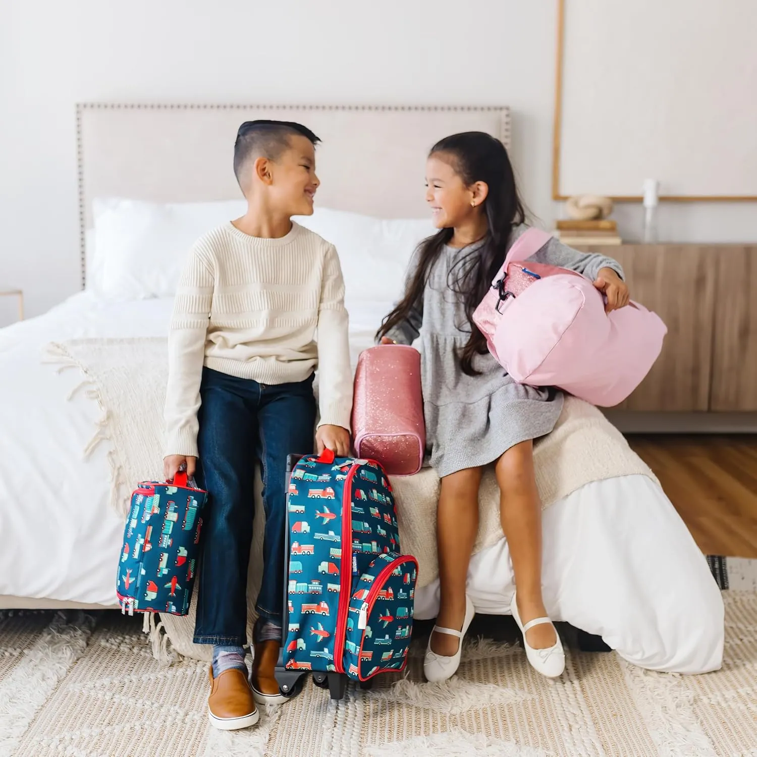 Wildkin Kids Overnighter Duffel Bag  Carry-On Size, Ideal for School & Sleepovers  Big Dot Aqua