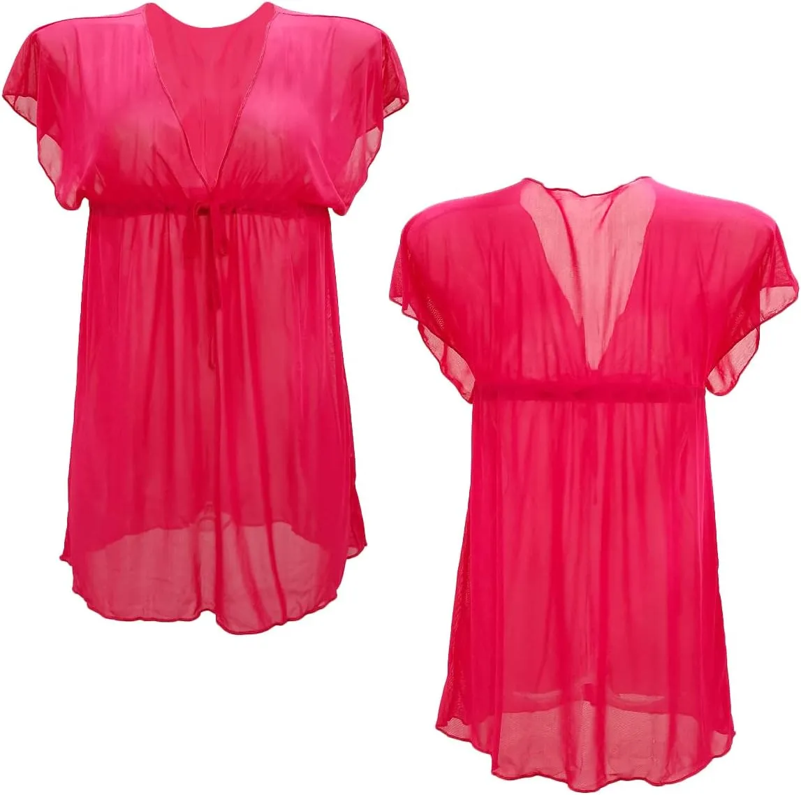Women Beach Bikini Cover Up Mesh Swimwear Dress Sheer Swimsuit V Neck Sundress Beachwear Coverup for Summer Holidays