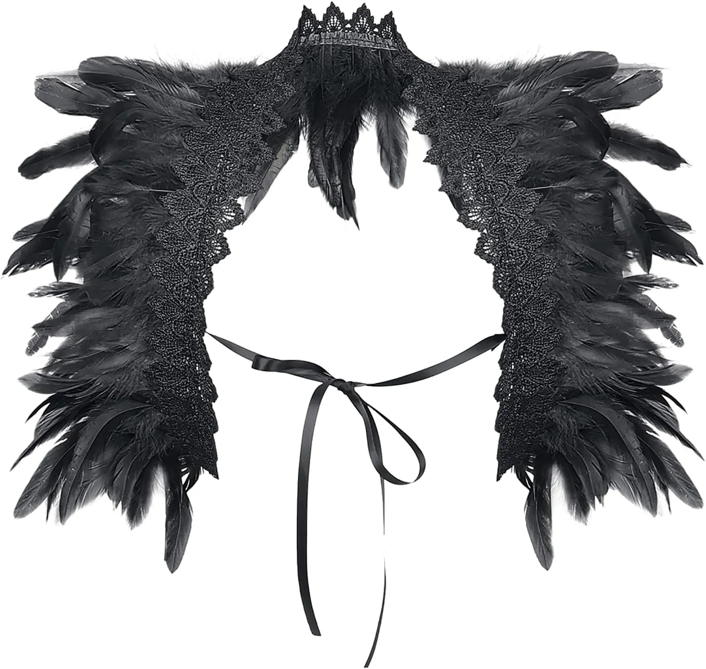 Women Men Natural Feather Cape Shawl Shoulder Wrap Collar Halloween Party Scarf Shawl Witch Costumes Accessories Cloak