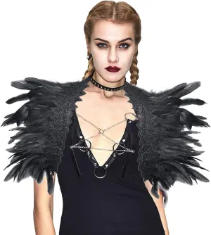 Women Men Natural Feather Cape Shawl Shoulder Wrap Collar Halloween Party Scarf Shawl Witch Costumes Accessories Cloak