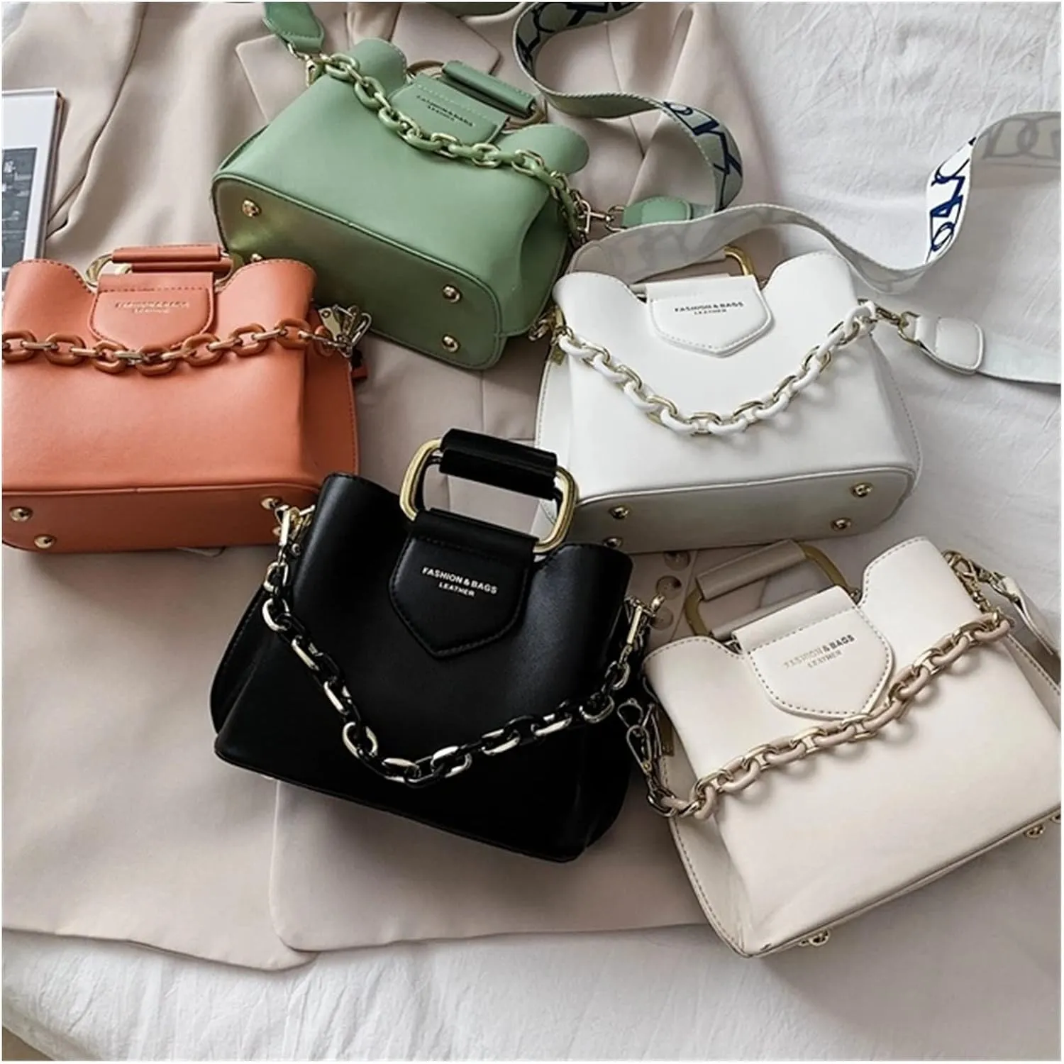 Women Top-handle Mini Bucket Bag Luxury Design Handbags Quality Leather Messenger Shoulder Crossbody Bag For Women(Orange)