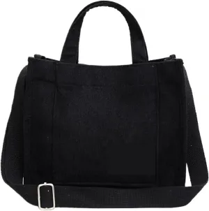 Women's Canvas Casual Tote Bag Retro Art Canvas Crossbody Bags for Women Corduroy Zipper Shoulder Handbags