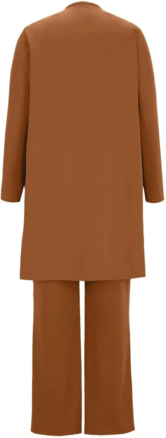 Womens Casual Outfits 3 Piece Sets Sleeveless Tank Tops and Wide Leg Pants Suit with Open Front Jacket Cardigan