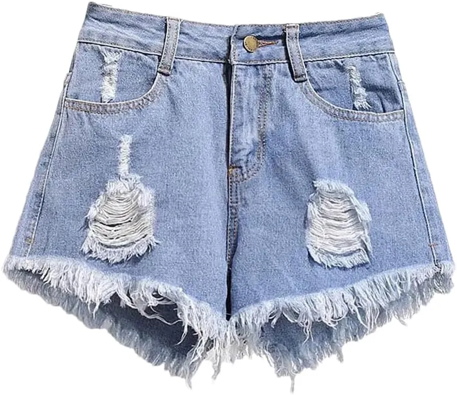 Women's Large Size Denim with Ruffled Shorts Summer Wide Leg Student A-Line Hot Pants Basic Short Jeans