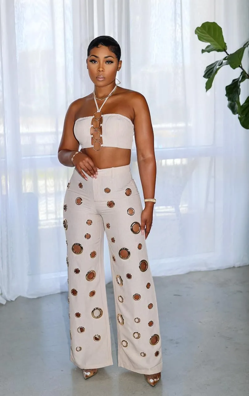 Womens Sexy Hollow Out 2 Piece Outfit Crop Tops Pants Sets Bodycon Jumpsuits Outfits
