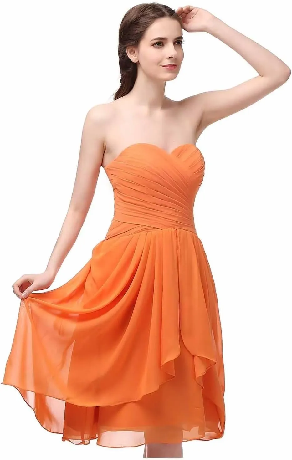 Women's Short/Long Prom Cocktail Dresses Chiffon Modest Evening Gowns Pleated Party Bridesmaid Dress