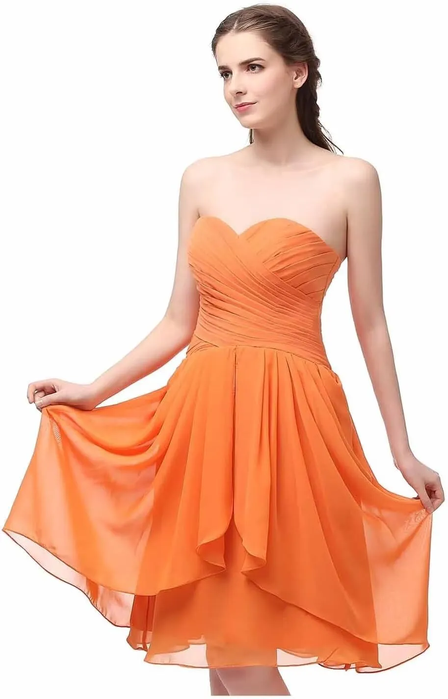 Women's Short/Long Prom Cocktail Dresses Chiffon Modest Evening Gowns Pleated Party Bridesmaid Dress