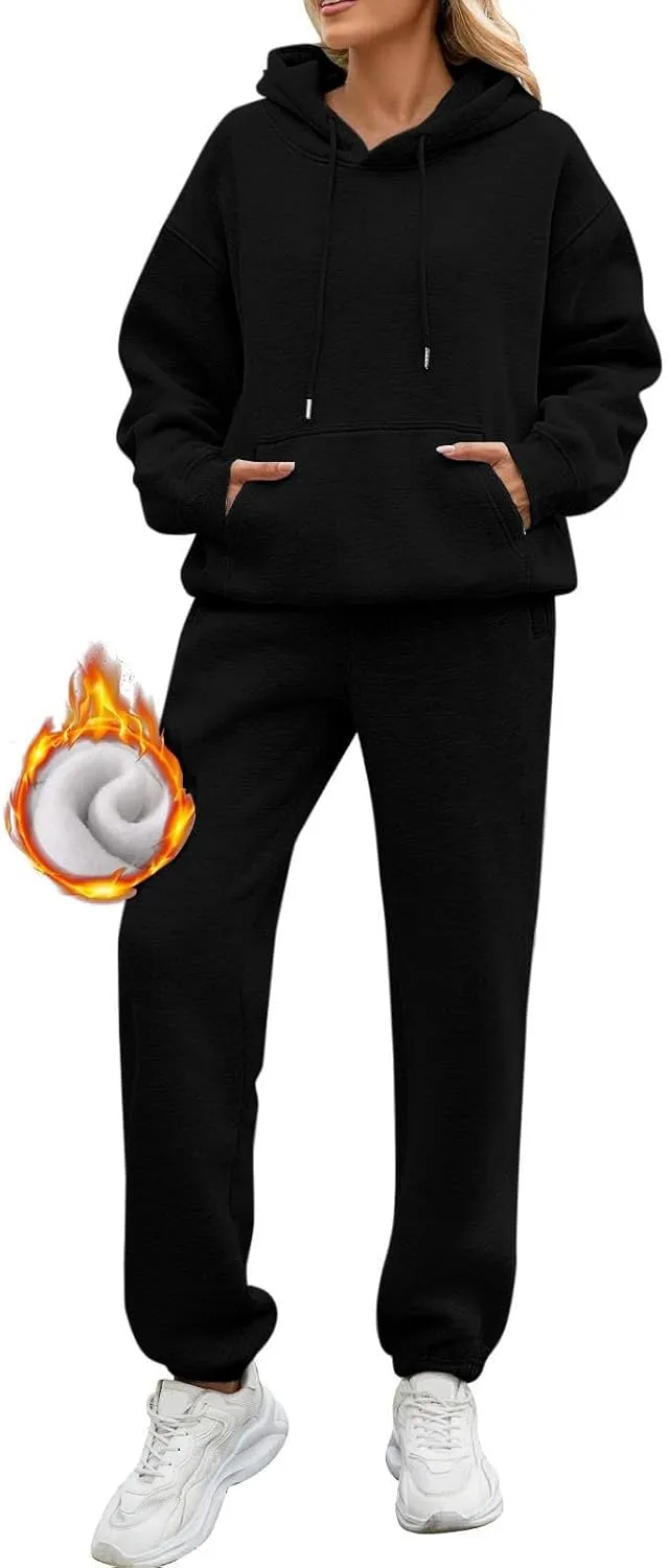 Womens Sweatsuits 2 Piece Set Baggy Oversized Lounge Comfy Pullover Long Sleeve Winter Fashion Matching Sets