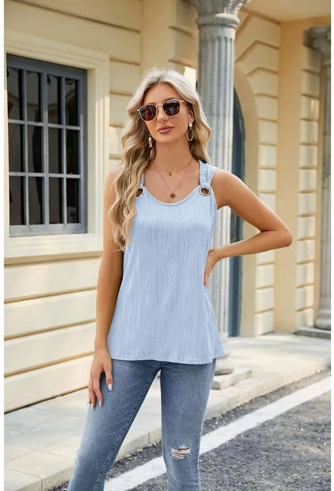 Womens Tank Tops Sleeveless Scoop Neck Casual Cami Loose Fit Basic Shirts Tank Tops Summer Camisole Blouses
