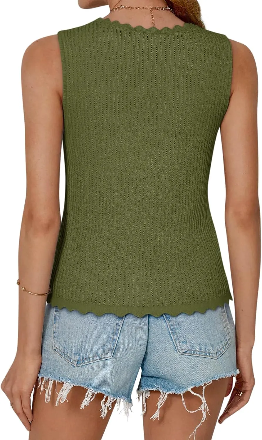 Womens Tie Front Tops Trendy 2025 Summer V Neck Sleeveless Sweater Vests Fashion Cute Crochet Knit Tops
