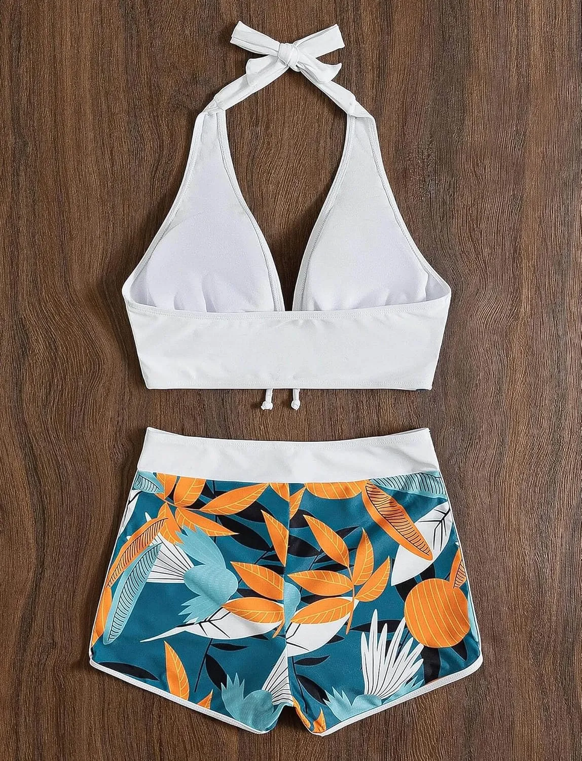 Women's Two Piece Halter Swimsuit V Neck Push Up Bikini Set Swimwear with Boyshorts Swimwear for Swimming Pool