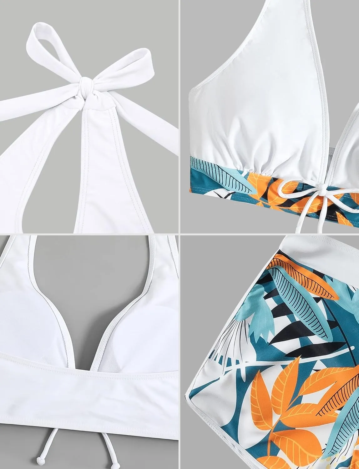 Women's Two Piece Halter Swimsuit V Neck Push Up Bikini Set Swimwear with Boyshorts Swimwear for Swimming Pool