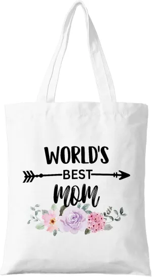 Worlds Best Canvas Tote Bag Reusable Shopping Bags, Birthday Christmas Mothers Day Practical Gifts.