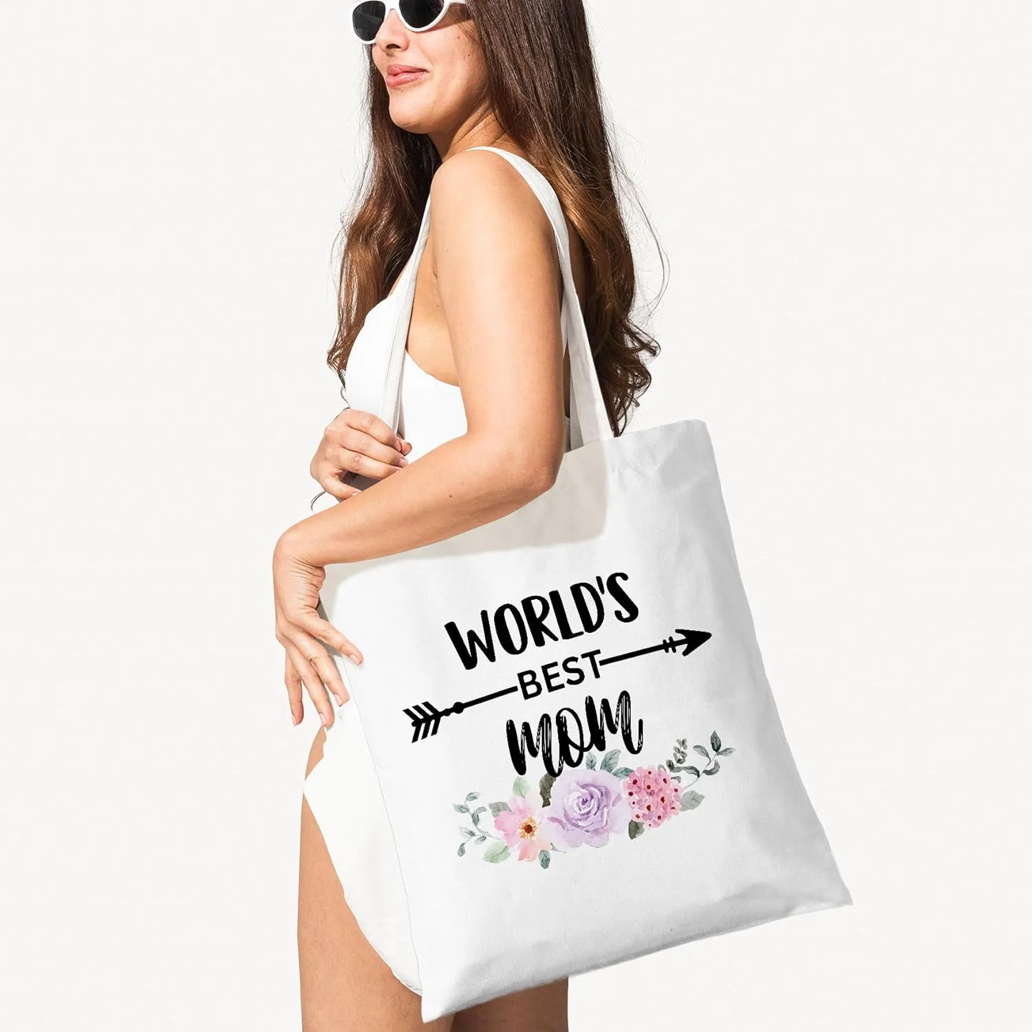 Worlds Best Canvas Tote Bag Reusable Shopping Bags, Birthday Christmas Mothers Day Practical Gifts.