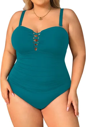Yonique Plus Size One Piece Swimsuit for Women Tummy Control Bathing Suit Slimming Swimwear