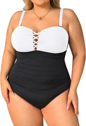 Yonique Plus Size One Piece Swimsuit for Women Tummy Control Bathing Suit Slimming Swimwear