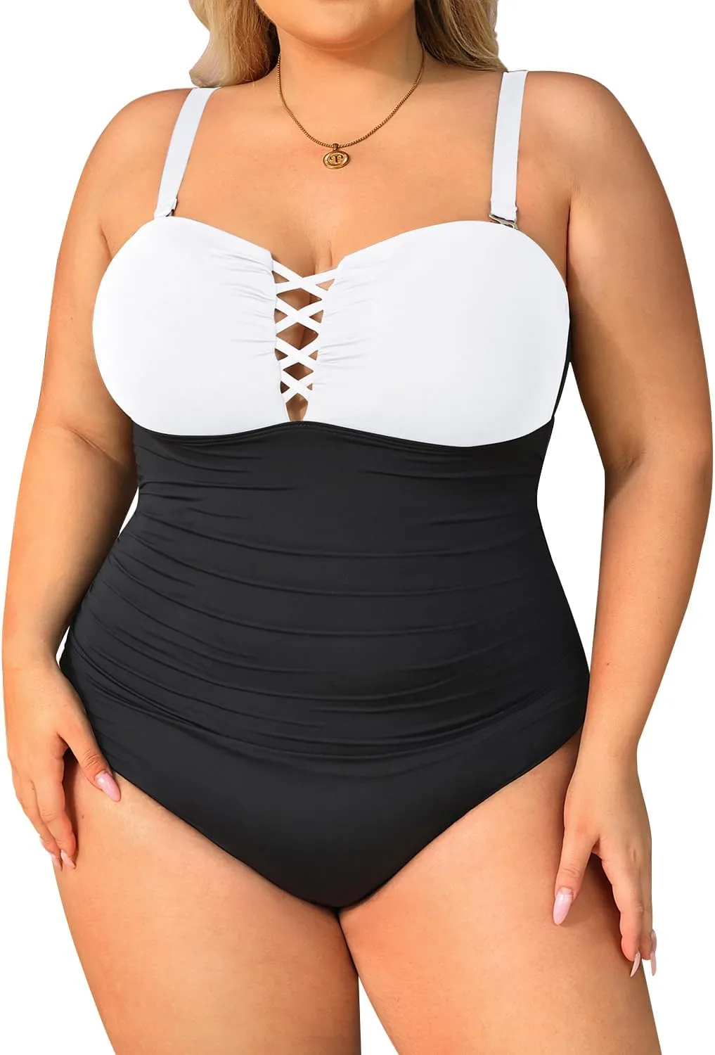 Yonique Plus Size One Piece Swimsuit for Women Tummy Control Bathing Suit Slimming Swimwear