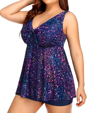 Yonique Two Piece Plus Size Tankini Swimsuits for Women Flowy Bathing Suits with Shorts Tummy Control Swimwear