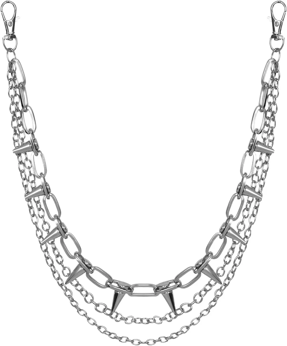 ZEKEE Wallet Chain Pants Hip Hop Punk Jeans Chain Goth Heavy Rivet Accessories for Women Men