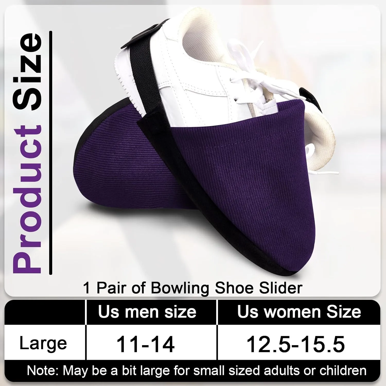 Zhanmai Bowling Shoe Slide, 2 Pack/ 1 Pair Adjustable Sole Cover Sock with Elastic Band Fit Most Men Women Shoes Bowling Accessories for Playing Ball Dancing, L