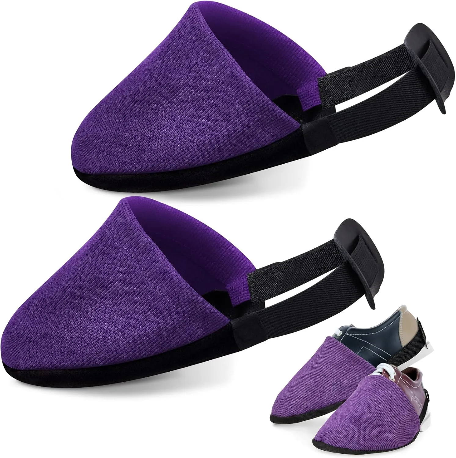 Zhanmai Bowling Shoe Slide, 2 Pack/ 1 Pair Adjustable Sole Cover Sock with Elastic Band Fit Most Men Women Shoes Bowling Accessories for Playing Ball Dancing, L