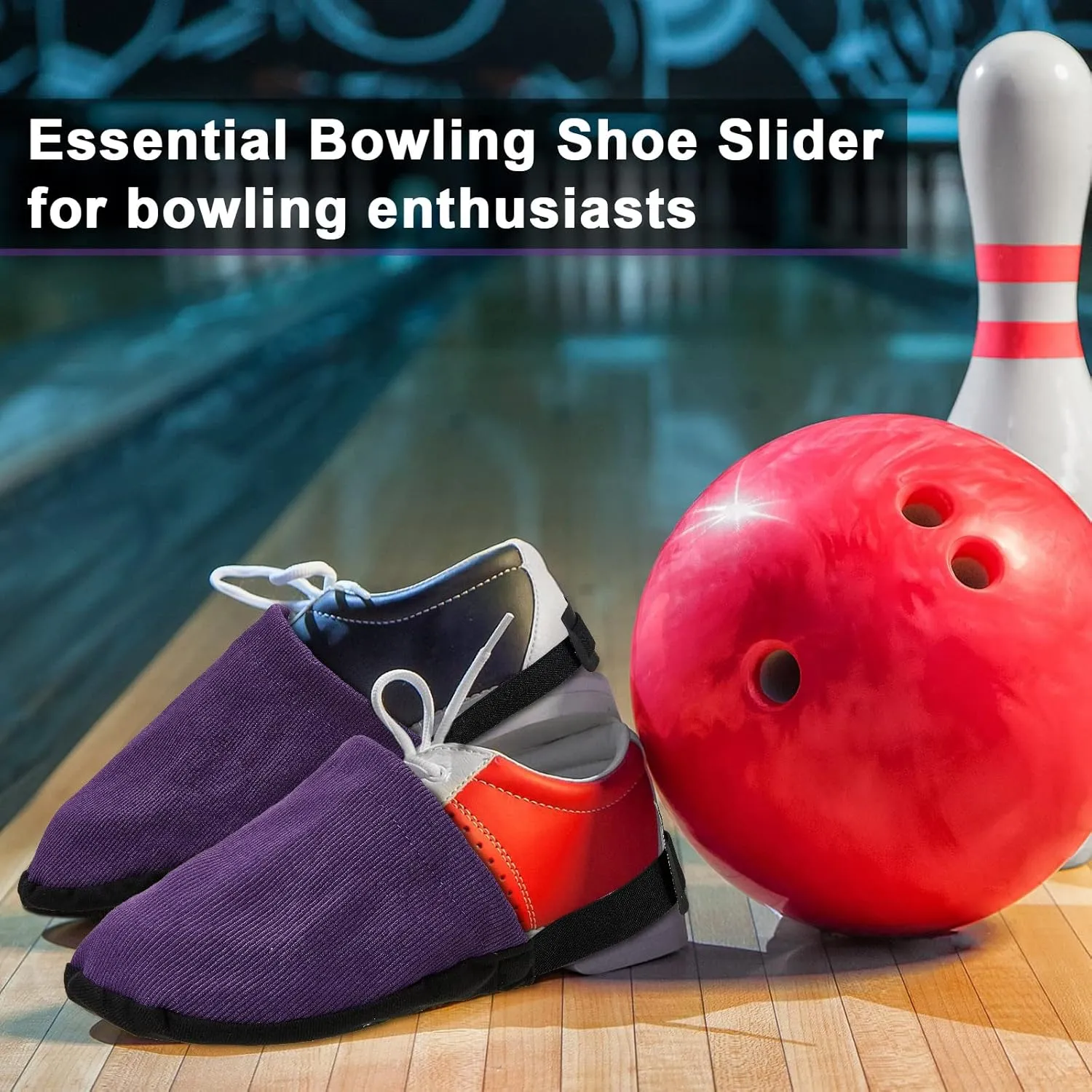 Zhanmai Bowling Shoe Slide, 2 Pack/ 1 Pair Adjustable Sole Cover Sock with Elastic Band Fit Most Men Women Shoes Bowling Accessories for Playing Ball Dancing, L