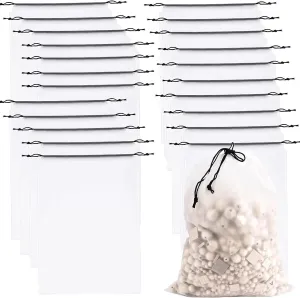 ZOENHOU 100 Pcs Clear Drawstring Bags, 16 x 12 Inch Durable Transparent Shoe Bags with Double Cotton Drawstrings, Travel Plastic Bags for Packing Storage Organizers